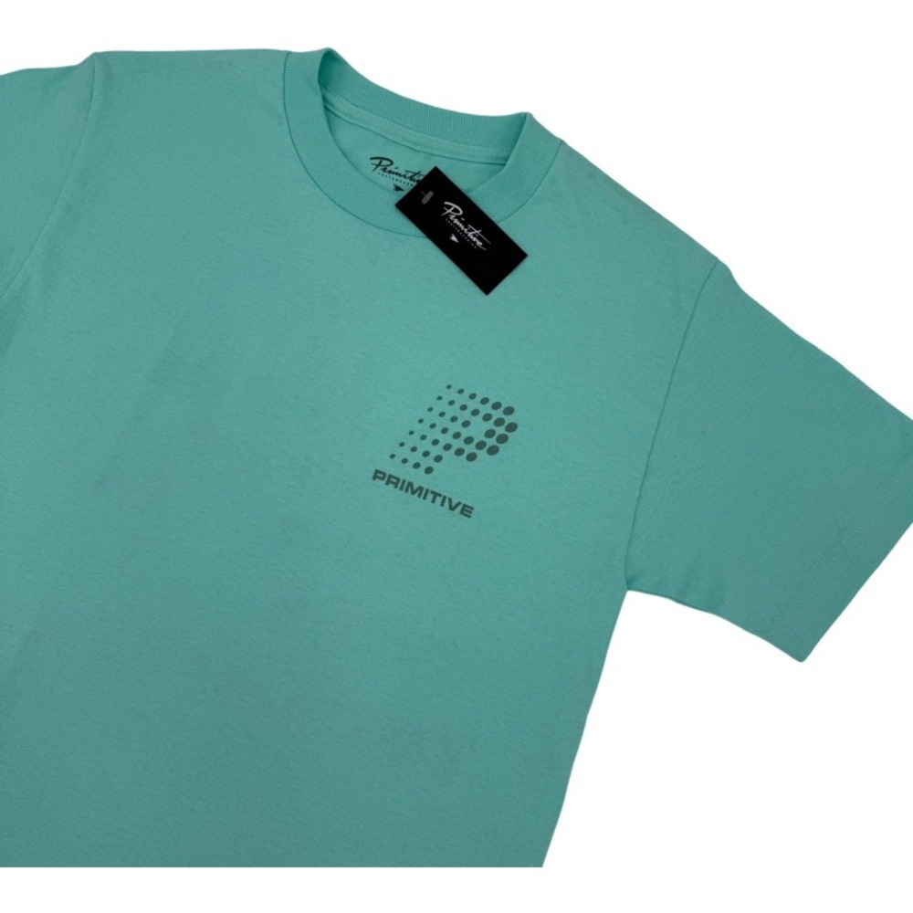 PRIMITIVE NEW Small T-Shirt Teal Green Logo Graphic Skater Streetwear VHS Tee